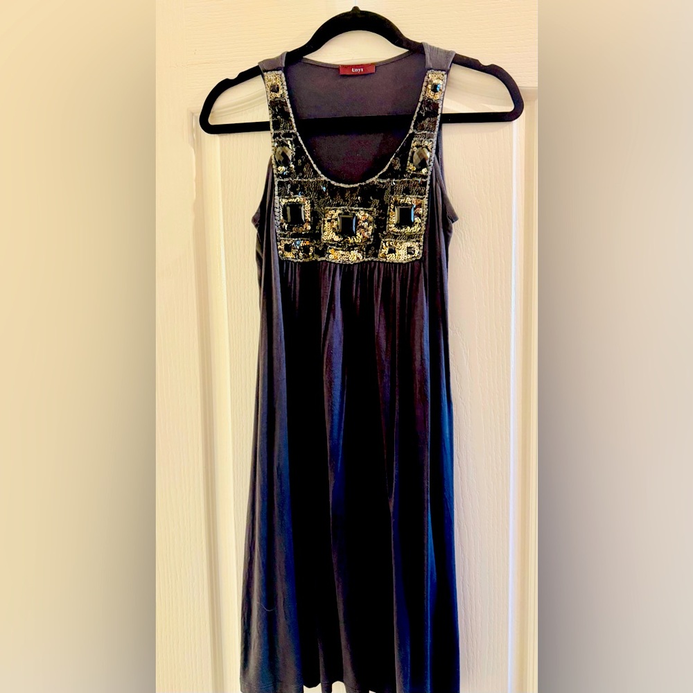 Unyx Elegant Black Sequin Embellished Mini Dress